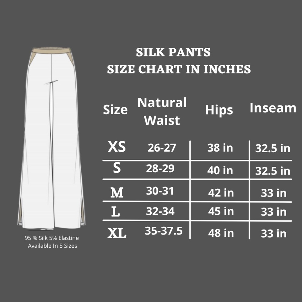 Washable Silk Pant High Waisted Wide Leg Trousers - NWT Sizes XS, S,M,L,XL - Picture 5 of 5